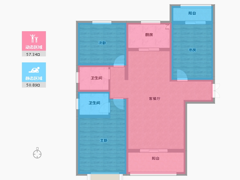 陕西省-西安市-天鹅湖-95.88-户型库-动静分区