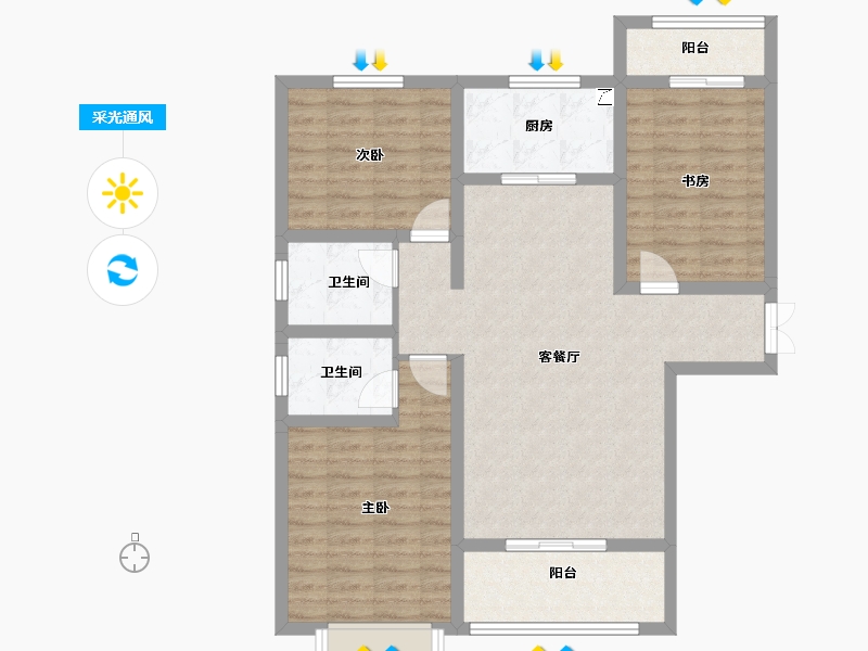 陕西省-西安市-天鹅湖-95.88-户型库-采光通风