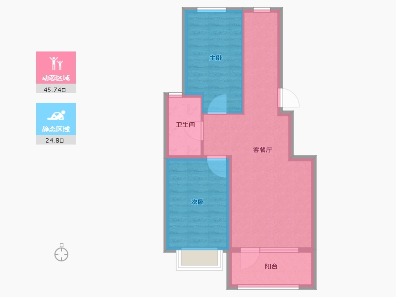 辽宁省-丹东市-鹿羚·是川-62.87-户型库-动静分区