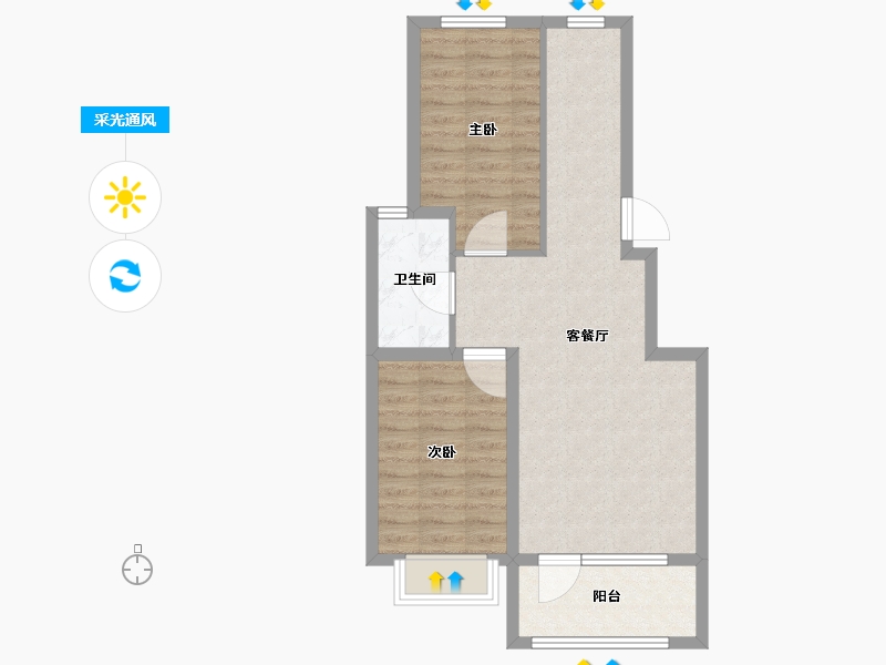 辽宁省-丹东市-鹿羚·是川-62.87-户型库-采光通风