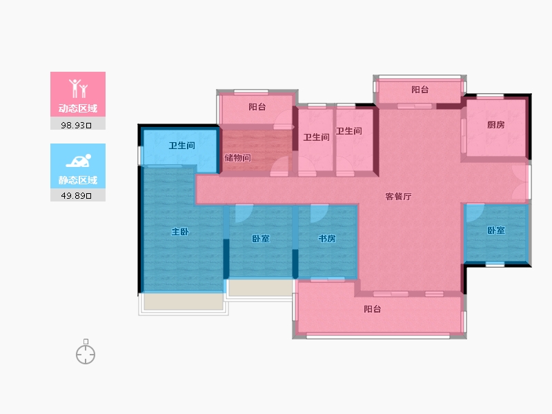 广东省-惠州市-华润置地惠州曦江润府-132.33-户型库-动静分区