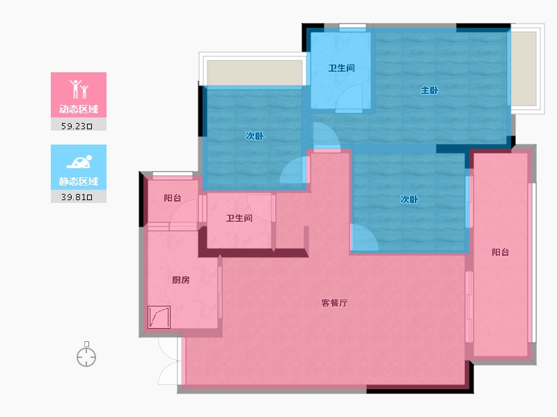 贵州省-遵义市-斌鑫中央公园城-90.00-户型库-动静分区