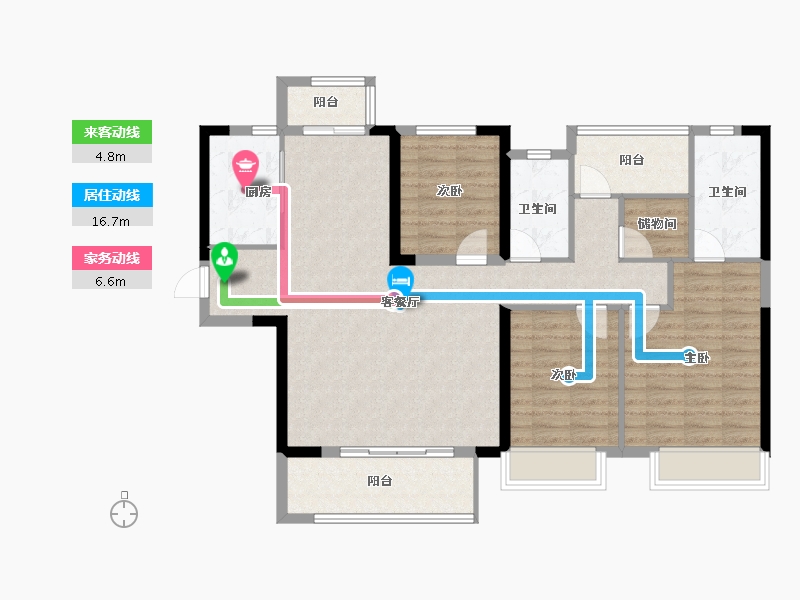 湖南省-长沙市-爱情公望府-108.96-户型库-动静线