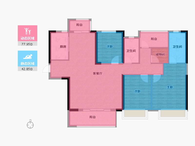 湖南省-长沙市-爱情公望府-108.96-户型库-动静分区