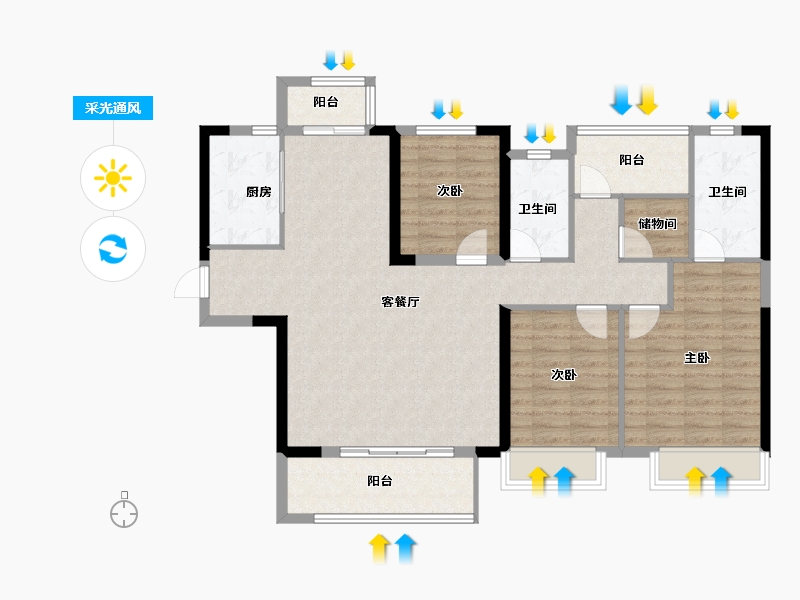 湖南省-长沙市-爱情公望府-108.96-户型库-采光通风