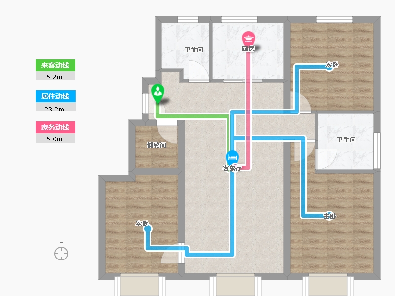 天津-天津市-万科观澜-85.14-户型库-动静线