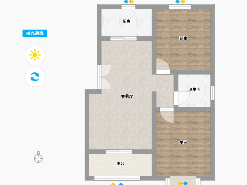 河北省-石家庄市-玖筑翰府-66.00-户型库-采光通风