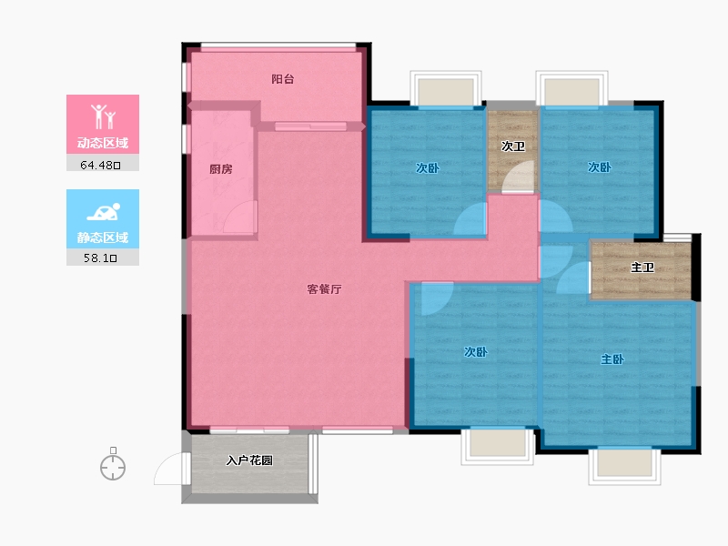 广西壮族自治区-河池市-河池澳门国际城-125.18-户型库-动静分区