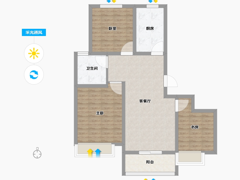 浙江省-舟山市-岱美银河湾-80.01-户型库-采光通风