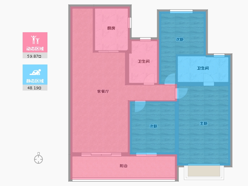 陕西省-咸阳市-金科集美嘉悦-96.44-户型库-动静分区