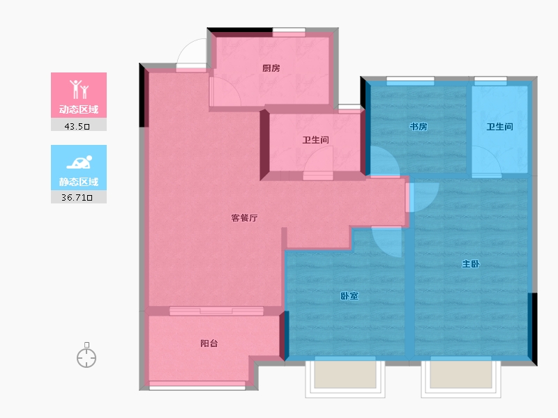 浙江省-嘉兴市-鸿栩·蔚蓝海岸府-71.20-户型库-动静分区