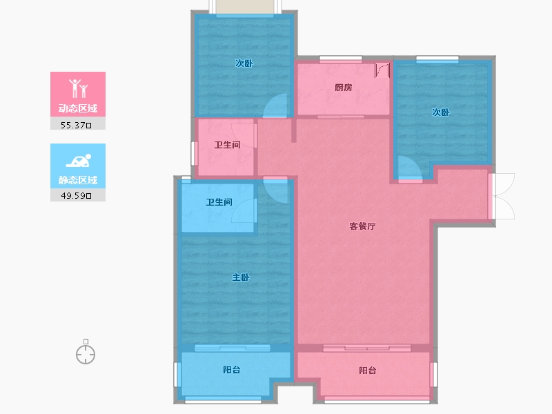 河南省-信阳市-四季花城·金桂园-93.75-户型库-动静分区