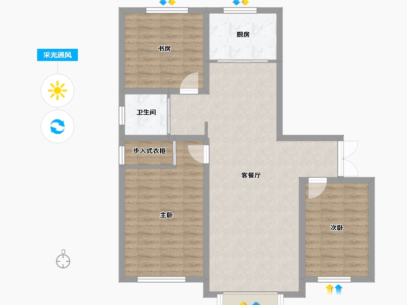 新疆维吾尔自治区-巴音郭楞蒙古自治州-春天花园-106.00-户型库-采光通风