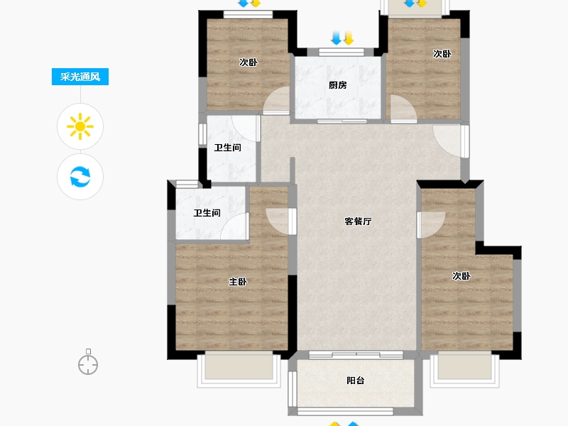 福建省-厦门市-金地峯上-82.51-户型库-采光通风