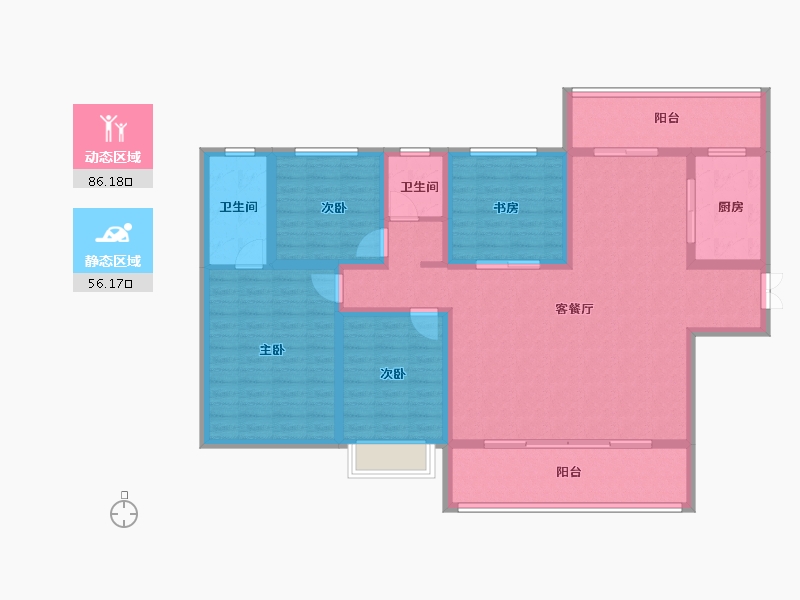 陕西省-西安市-天鹅湖-127.68-户型库-动静分区