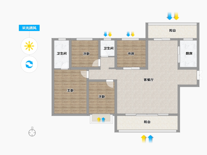 陕西省-西安市-天鹅湖-127.68-户型库-采光通风