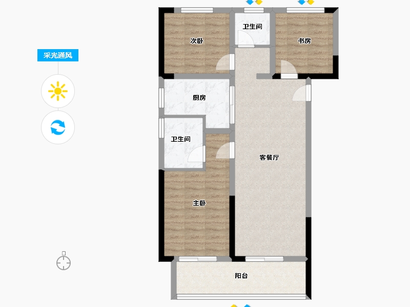 河南省-郑州市-正弘铂悦-87.97-户型库-采光通风