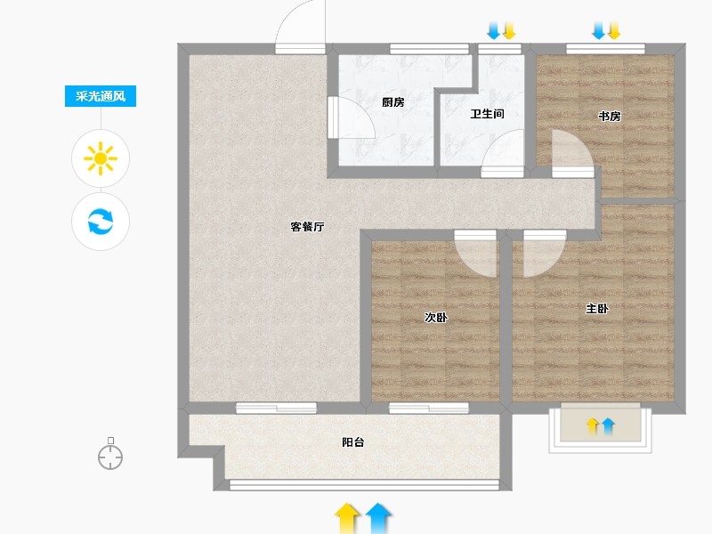 浙江省-舟山市-岱美银河湾-84.01-户型库-采光通风