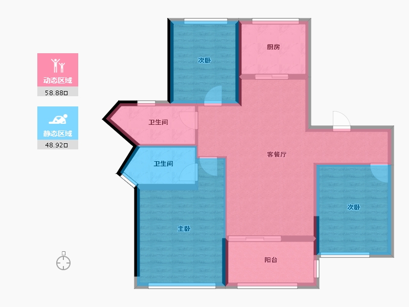 湖北省-武汉市-尚璟瑞府-96.89-户型库-动静分区