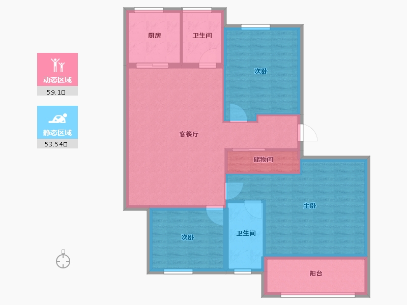 湖北省-武汉市-尚璟瑞府-101.40-户型库-动静分区