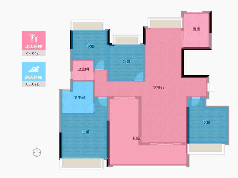 湖南省-长沙市-新城明昱东方-143.45-户型库-动静分区