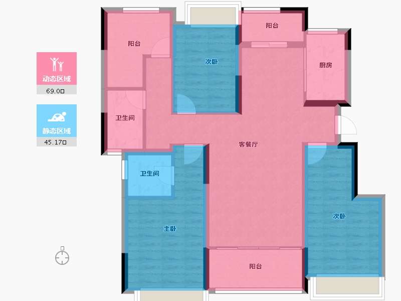 湖南省-长沙市-新城明昱东方-101.90-户型库-动静分区