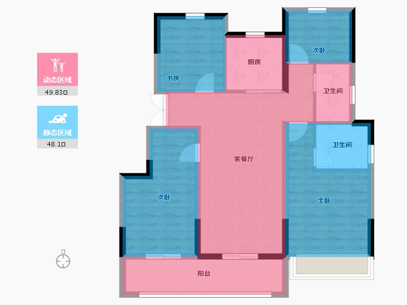 浙江省-宁波市-荣安柳岸风荷-87.20-户型库-动静分区