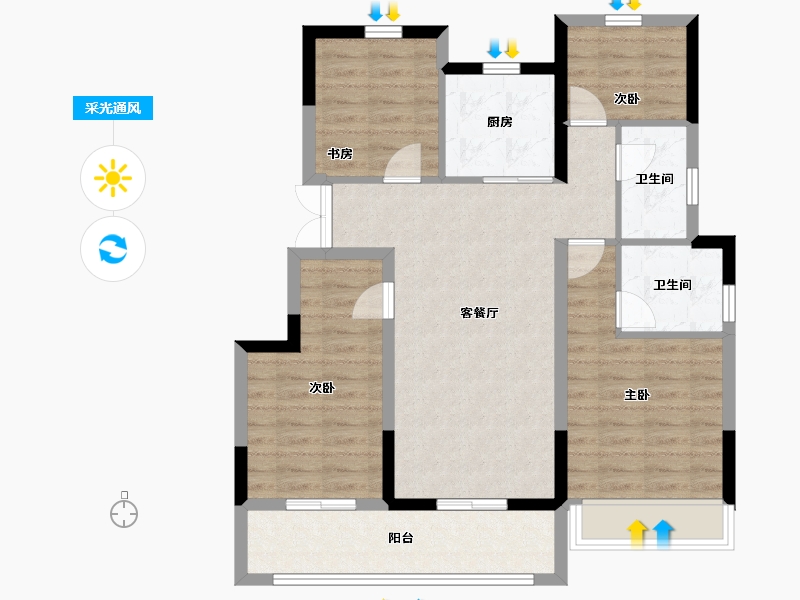 浙江省-宁波市-荣安柳岸风荷-87.20-户型库-采光通风