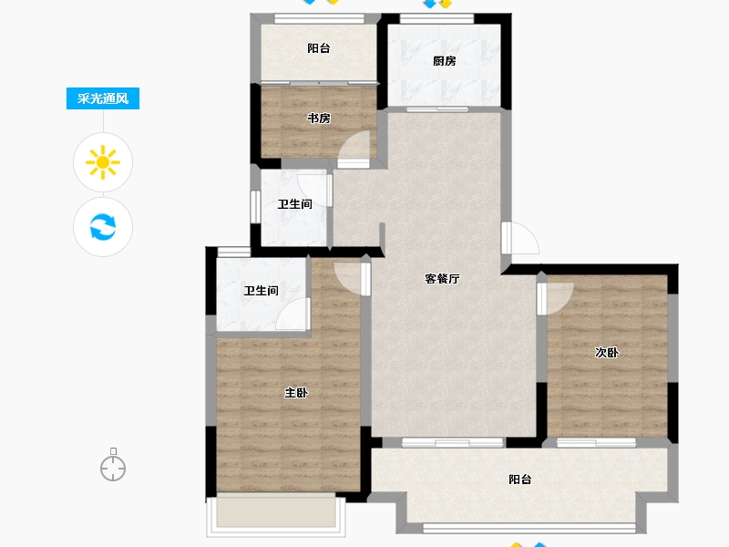 河南省-焦作市-三盛天悦府-92.00-户型库-采光通风