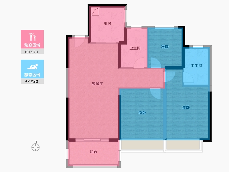 河南省-郑州市-富田九鼎公馆-96.85-户型库-动静分区