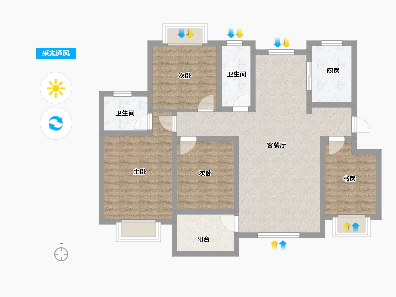 陕西省-西安市-天鹅湖-100.11-户型库-采光通风