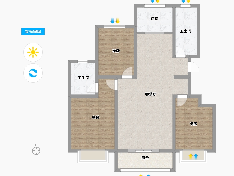 陕西省-西安市-天鹅湖-99.18-户型库-采光通风