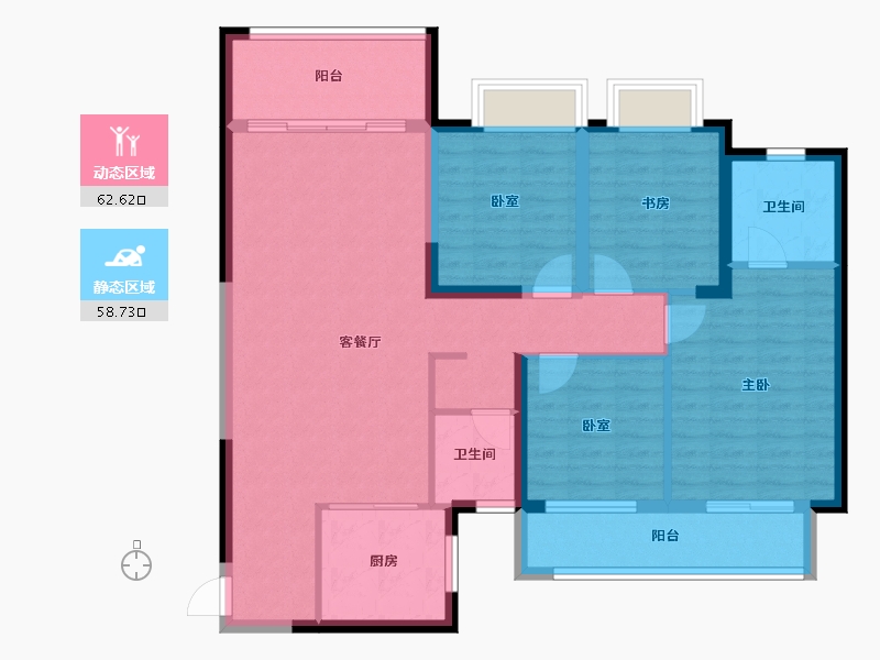 湖南省-长沙市-国欣向荣府-108.86-户型库-动静分区