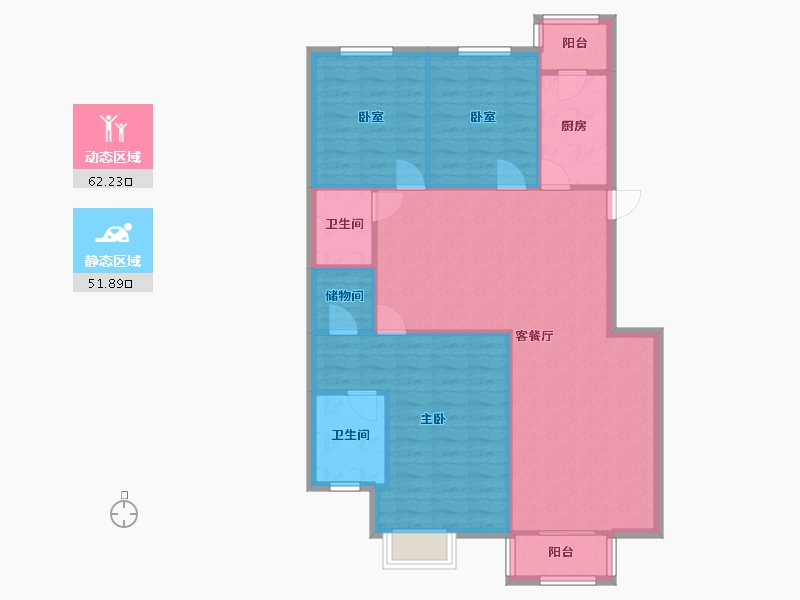 北京-北京市-裕泽园-125.00-户型库-动静分区