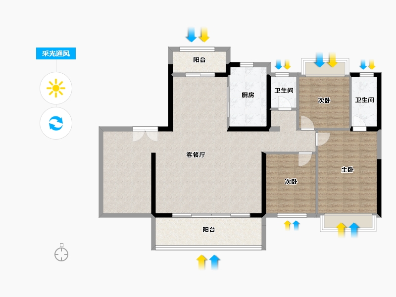 广东省-韶关市-碧桂园太阳城-129.33-户型库-采光通风