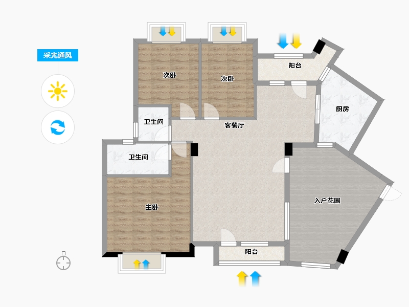 广东省-佛山市-绿茵鸣苑-121.00-户型库-采光通风