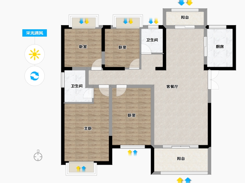 湖南省-长沙市-国欣向荣府-114.21-户型库-采光通风