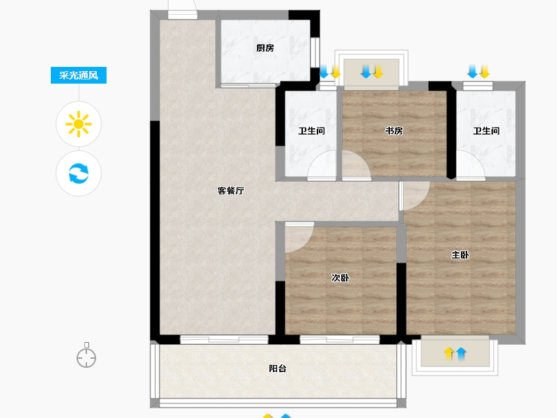 广西壮族自治区-南宁市-光明城市四期-76.91-户型库-采光通风