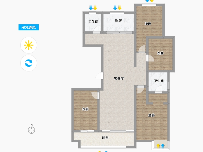 山东省-滨州市-恒兴·幸福城-118.40-户型库-采光通风