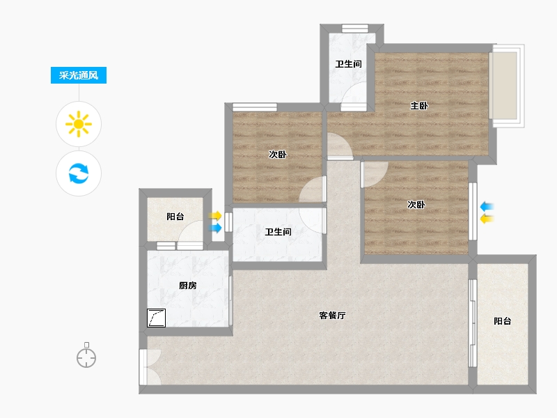 广西壮族自治区-南宁市-华润置地中山府-85.36-户型库-采光通风