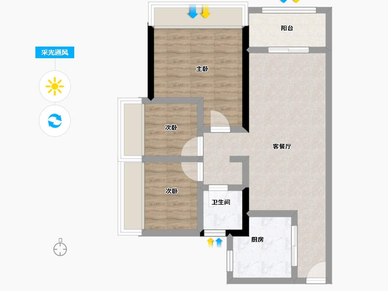 广东省-广州市-五矿招商江天际-62.97-户型库-采光通风