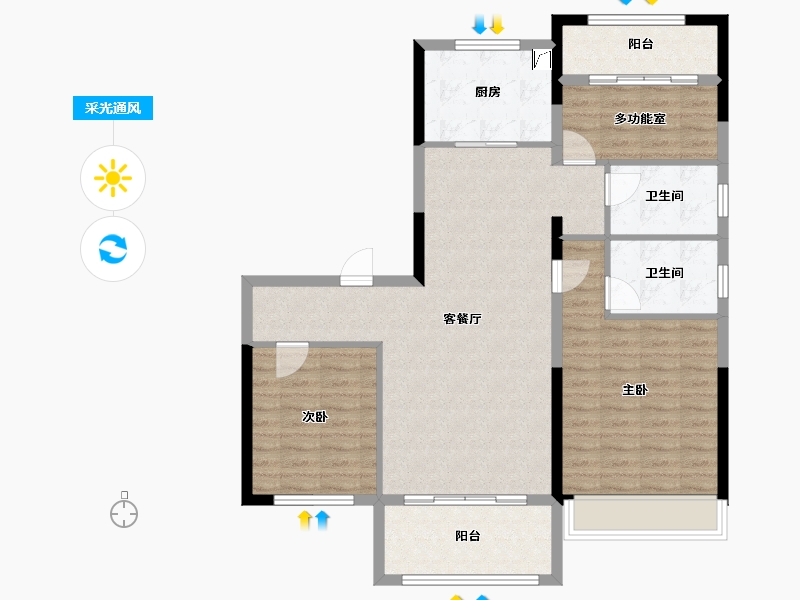 河南省-周口市-项城碧桂园-100.80-户型库-采光通风