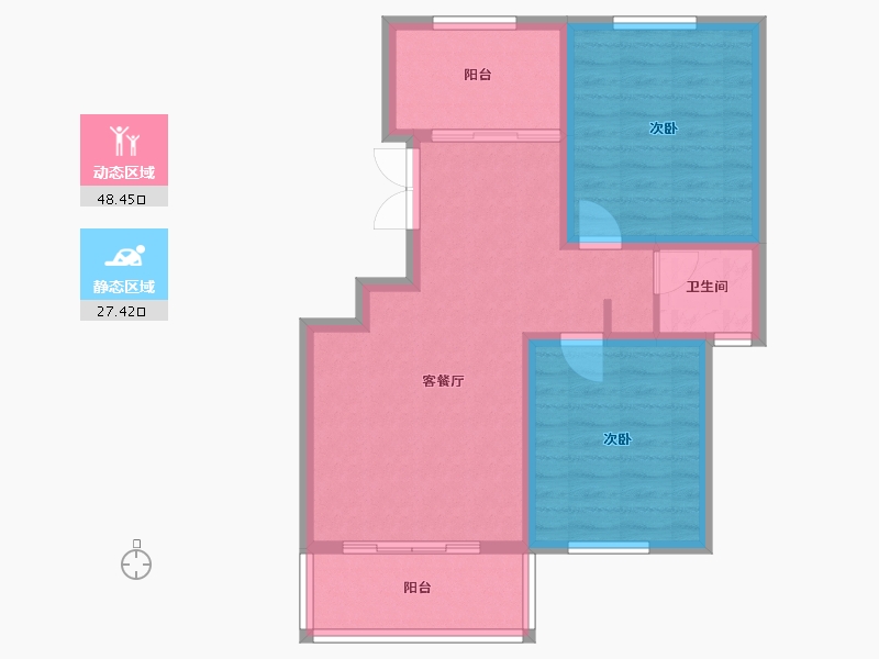 浙江省-宁波市-昌庭嘉园-67.82-户型库-动静分区