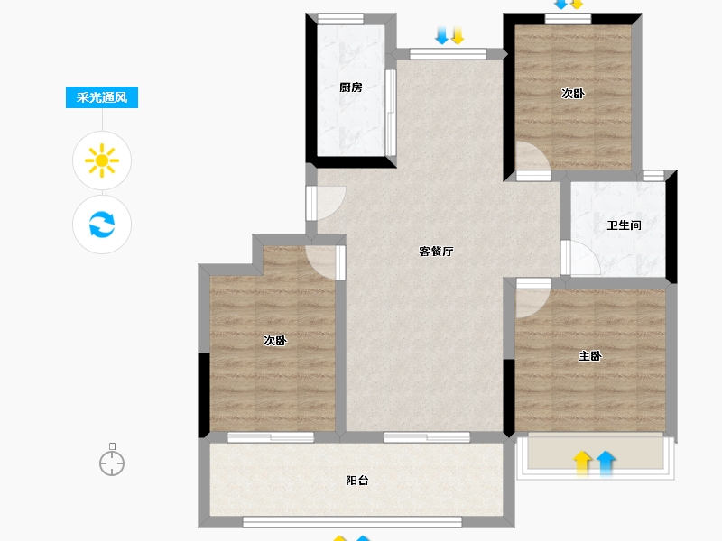 山东省-济南市-新鸥鹏教育城-84.96-户型库-采光通风