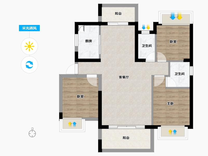 广东省-河源市-友诚丽苑-73.37-户型库-采光通风