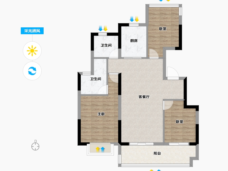 安徽省-合肥市-斌锋当代府MOMΛ-86.70-户型库-采光通风