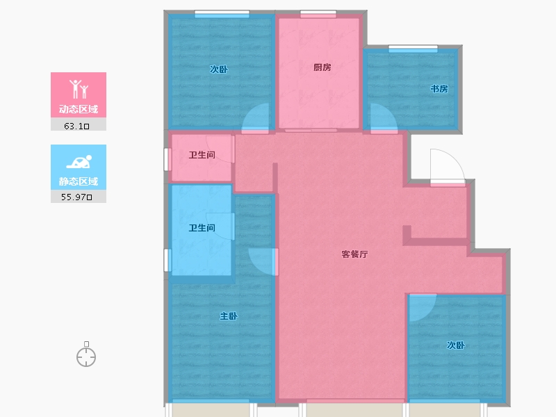 北京-北京市-中铁兴创逸境-107.20-户型库-动静分区