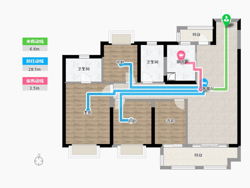 湖北省-武汉市-美的君兰半岛-109.49-户型库-动静线