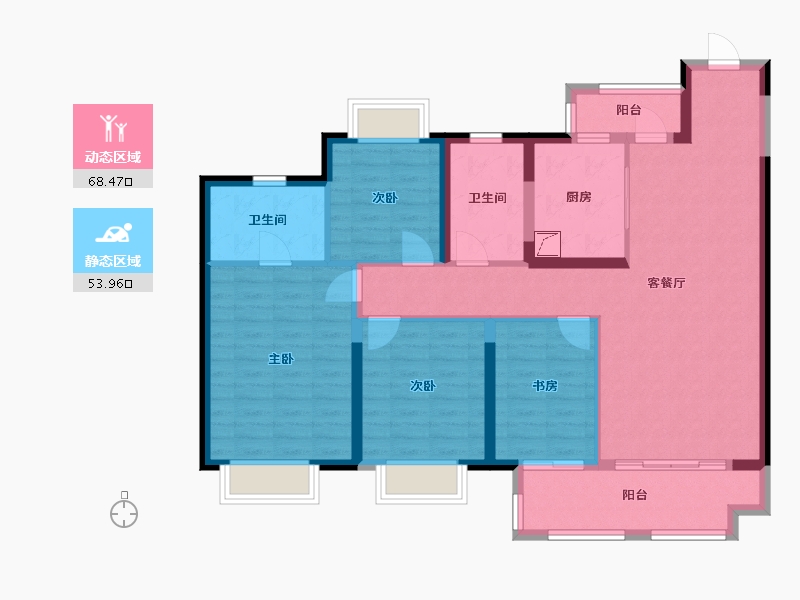 湖北省-武汉市-美的君兰半岛-109.49-户型库-动静分区