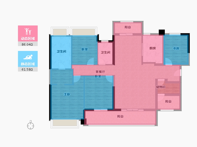 广东省-珠海市-绿景玺悦湾-132.34-户型库-动静分区